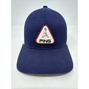 Ping Cap Hat Snapback Mr. Ping Pingman‎ Patch Navy White Flexfit Tech